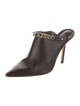 Jimmy Choo Leather Chain-Link Accents Mules