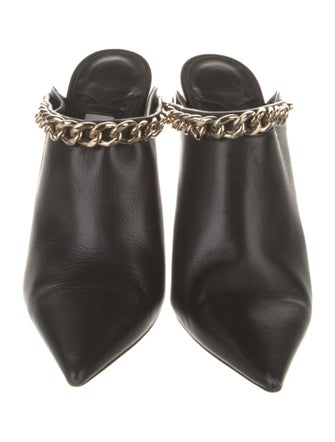 Jimmy Choo Leather Chain-Link Accents Mules
