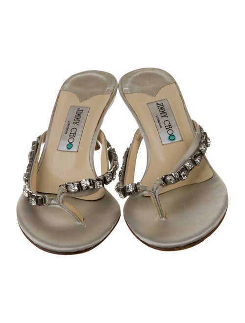 Jimmy Choo Satin Crystal Embellishments Slides
