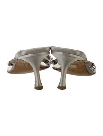 Jimmy Choo Satin Crystal Embellishments Slides