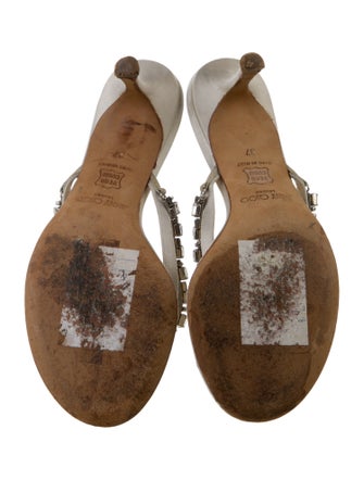 Jimmy Choo Satin Crystal Embellishments Slides