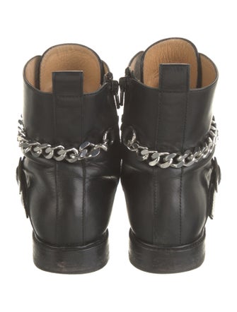 Maje Leather Chain-Link Accents Moto Boots