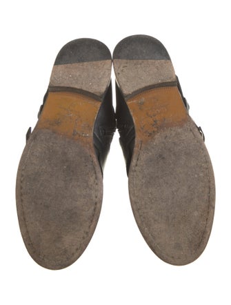 Maje Leather Chain-Link Accents Moto Boots