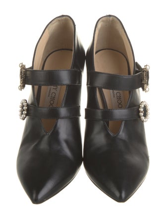 Jimmy Choo Faux Pearl Accents Leather Pumps