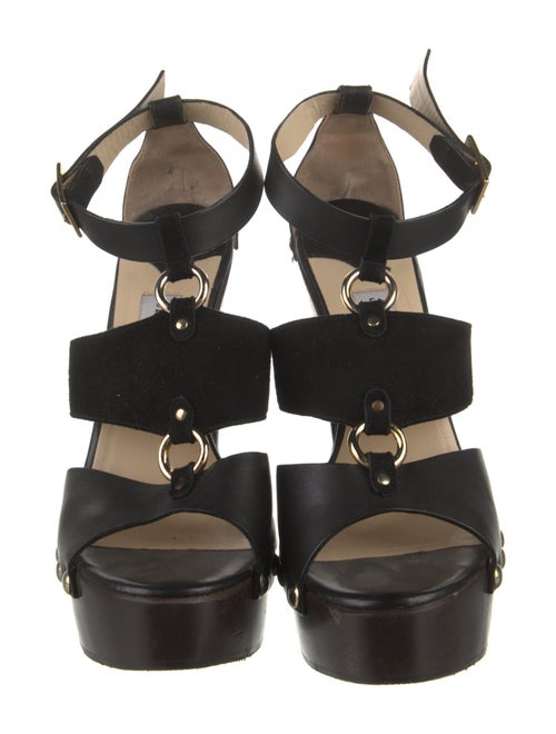 Jimmy Choo Leather Studded Accents T-Strap Sandals