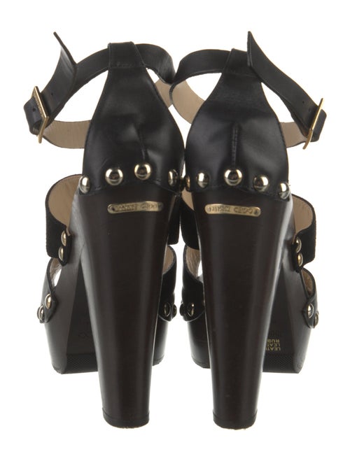 Jimmy Choo Leather Studded Accents T-Strap Sandals