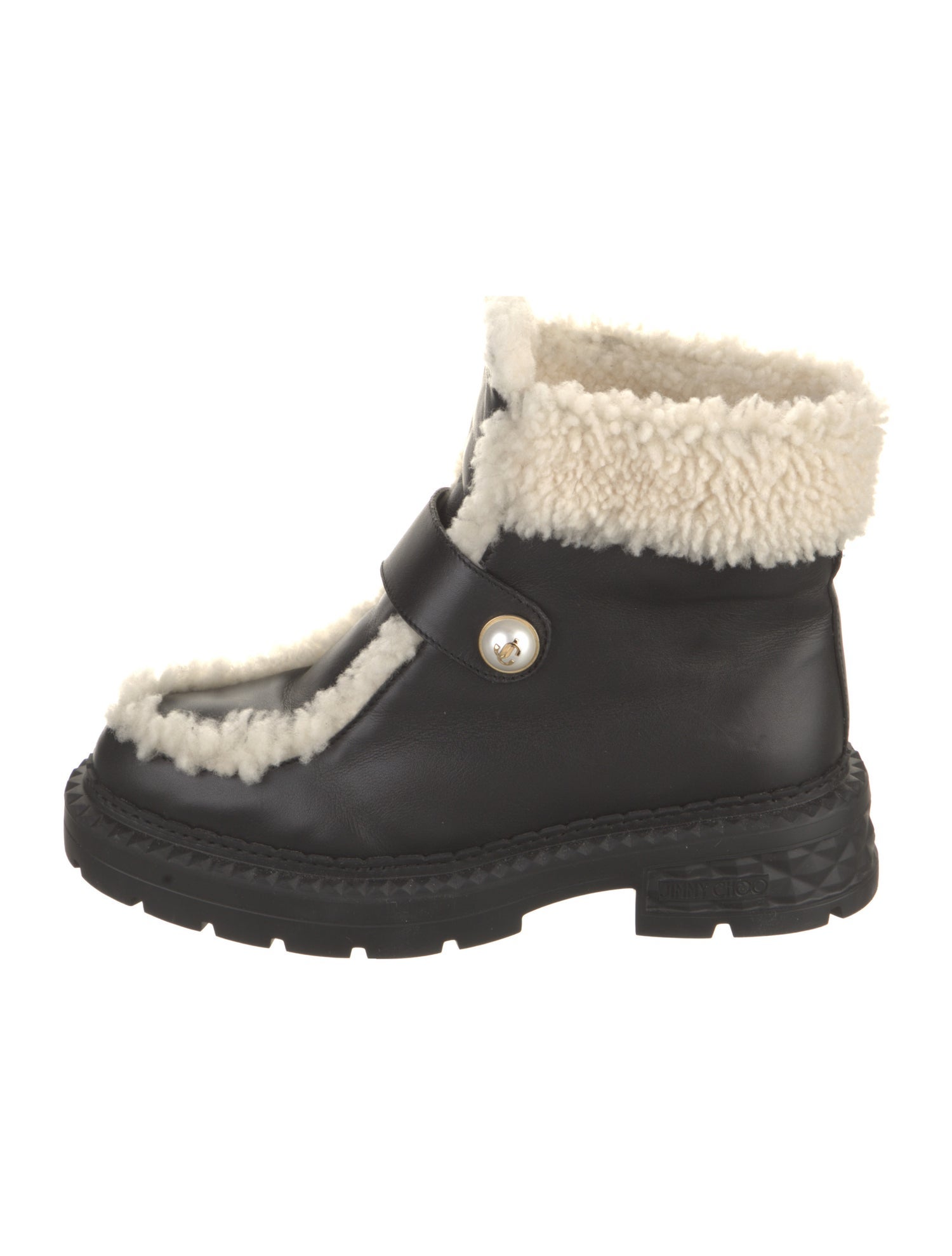 Jimmy Choo Leather Colorblock Pattern Combat Boots