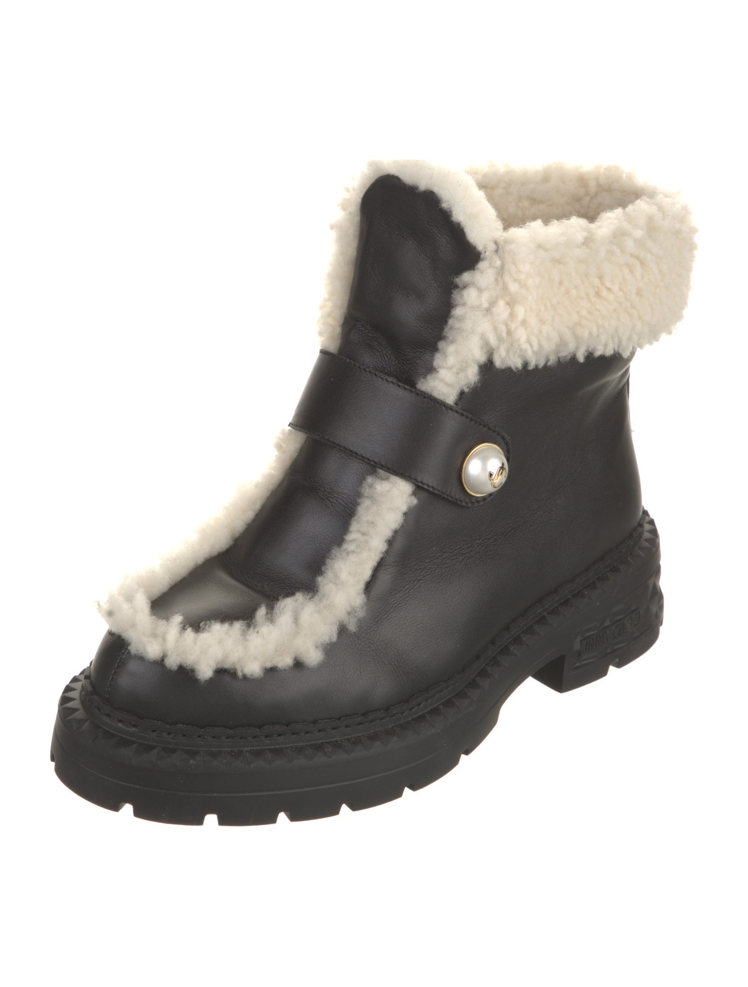 Jimmy Choo Leather Colorblock Pattern Combat Boots