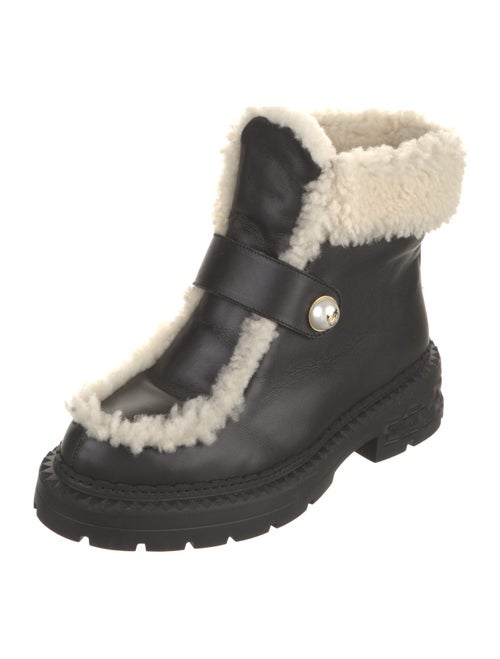 Jimmy Choo Leather Colorblock Pattern Combat Boots