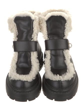 Jimmy Choo Leather Colorblock Pattern Combat Boots