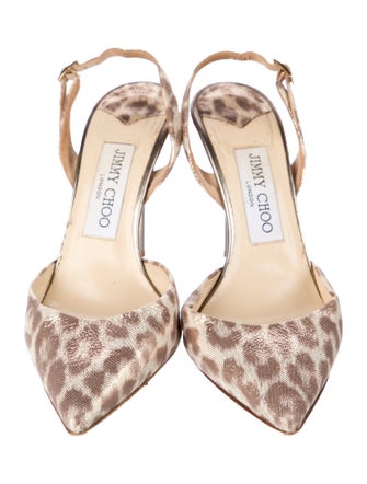 Jimmy Choo Leather Animal Print Slingback Pumps