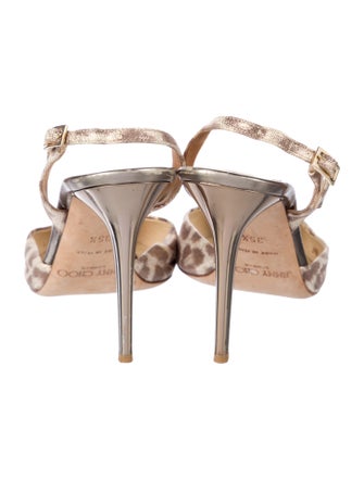 Jimmy Choo Leather Animal Print Slingback Pumps