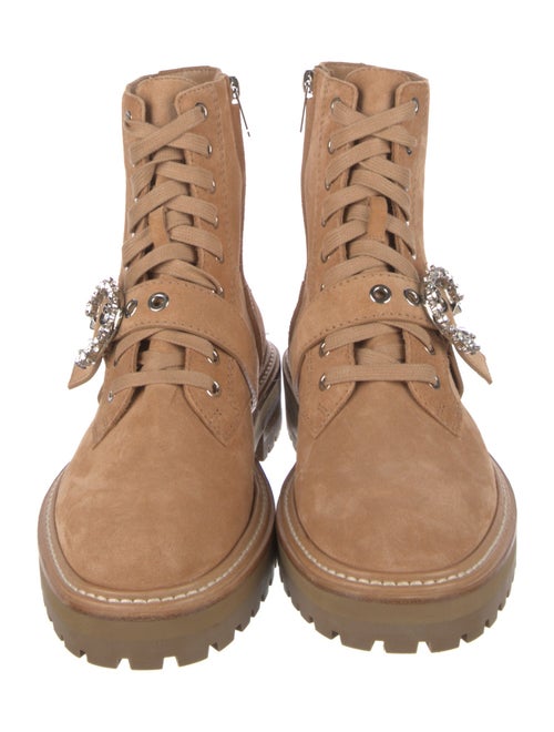 Jimmy Choo Suede Crystal Embellishments Combat Boots