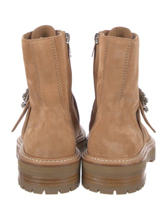 Jimmy Choo Suede Crystal Embellishments Combat Boots