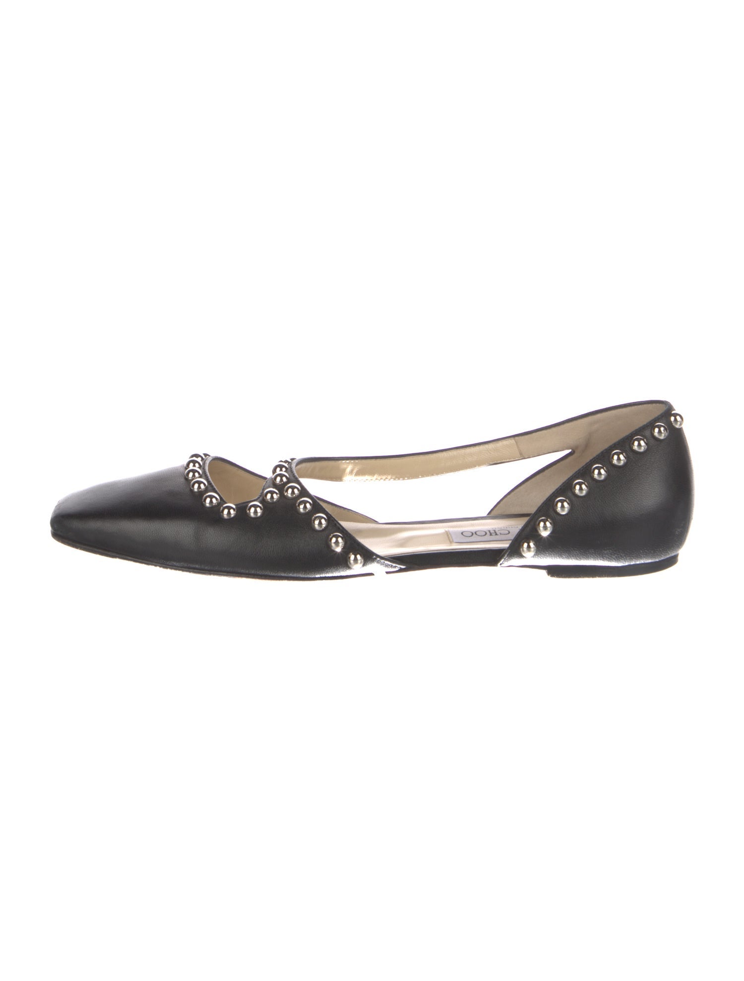 Jimmy Choo Leather Studded Accents D'Orsay Flats
