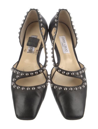 Jimmy Choo Leather Studded Accents D'Orsay Flats