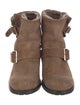 Jimmy Choo Suede Fur Trim Moto Boots