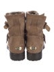Jimmy Choo Suede Fur Trim Moto Boots