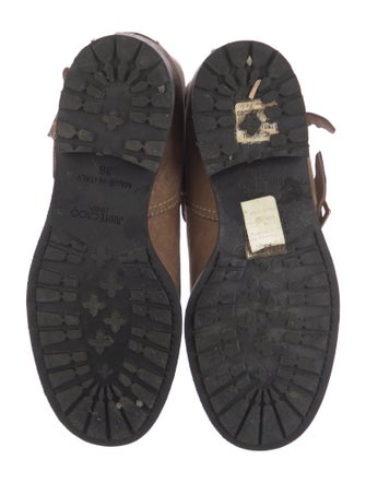 Jimmy Choo Suede Fur Trim Moto Boots