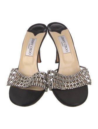 Jimmy Choo Satin Crystal Embellishments Slides