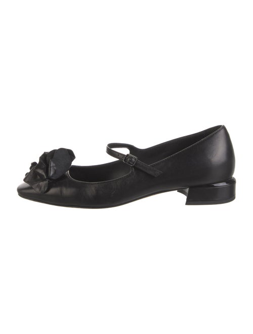 Jimmy Choo Leather Ruffle Embellishment Mary Jane Flats