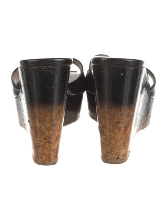 Jimmy Choo Patent Leather Leather Trim Embellishment Slides