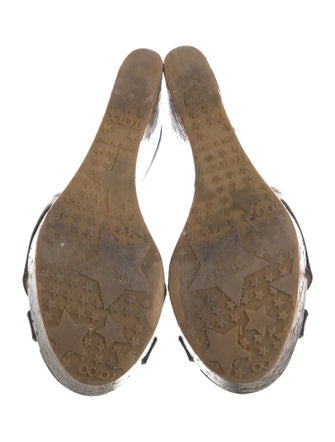 Jimmy Choo Patent Leather Leather Trim Embellishment Slides