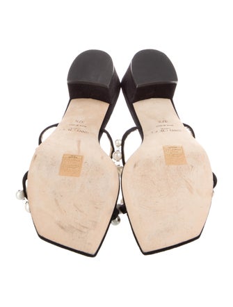 Jimmy Choo Faux Pearl Accents Suede Slingback Sandals
