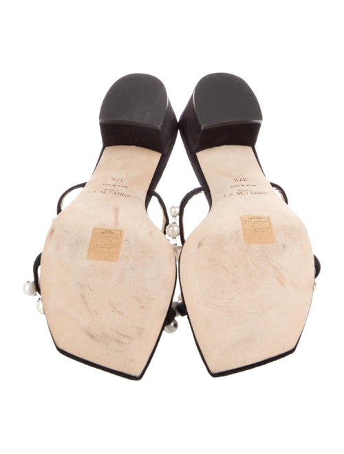 Jimmy Choo Faux Pearl Accents Suede Slingback Sandals