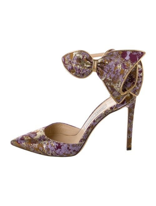 Jimmy Choo Floral Print Bow Accents D'Orsay Pumps
