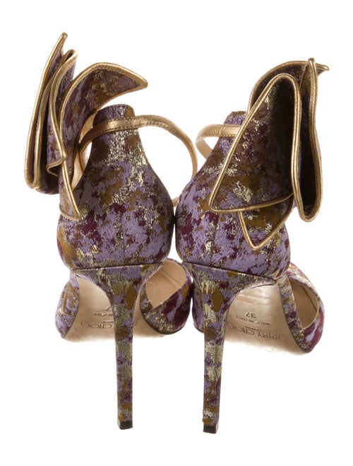 Jimmy Choo Floral Print Bow Accents D'Orsay Pumps