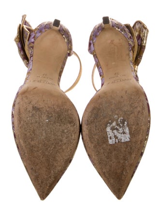 Jimmy Choo Floral Print Bow Accents D'Orsay Pumps