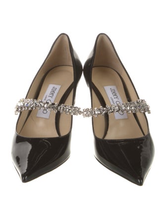 Jimmy Choo Patent Leather Crystal Embellishments Pumps