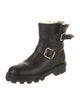 Jimmy Choo Leather Fur Trim Moto Boots