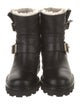 Jimmy Choo Leather Fur Trim Moto Boots