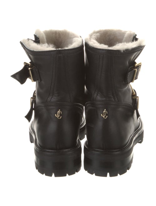 Jimmy Choo Leather Fur Trim Moto Boots