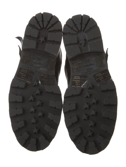 Jimmy Choo Leather Fur Trim Moto Boots