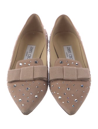 Jimmy Choo Suede Bow Accents Loafers