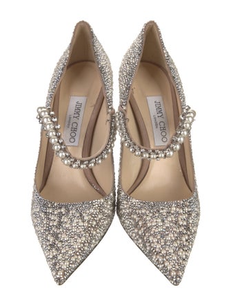 Jimmy Choo Faux Pearl Accents Crystal Pumps
