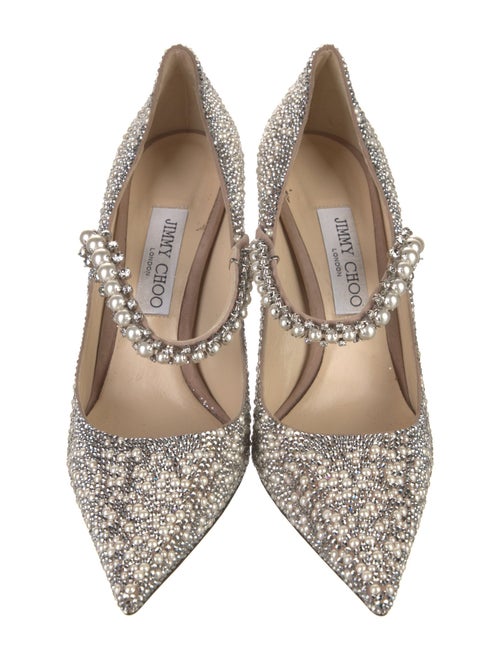 Jimmy Choo Faux Pearl Accents Crystal Pumps