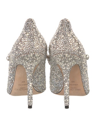 Jimmy Choo Faux Pearl Accents Crystal Pumps