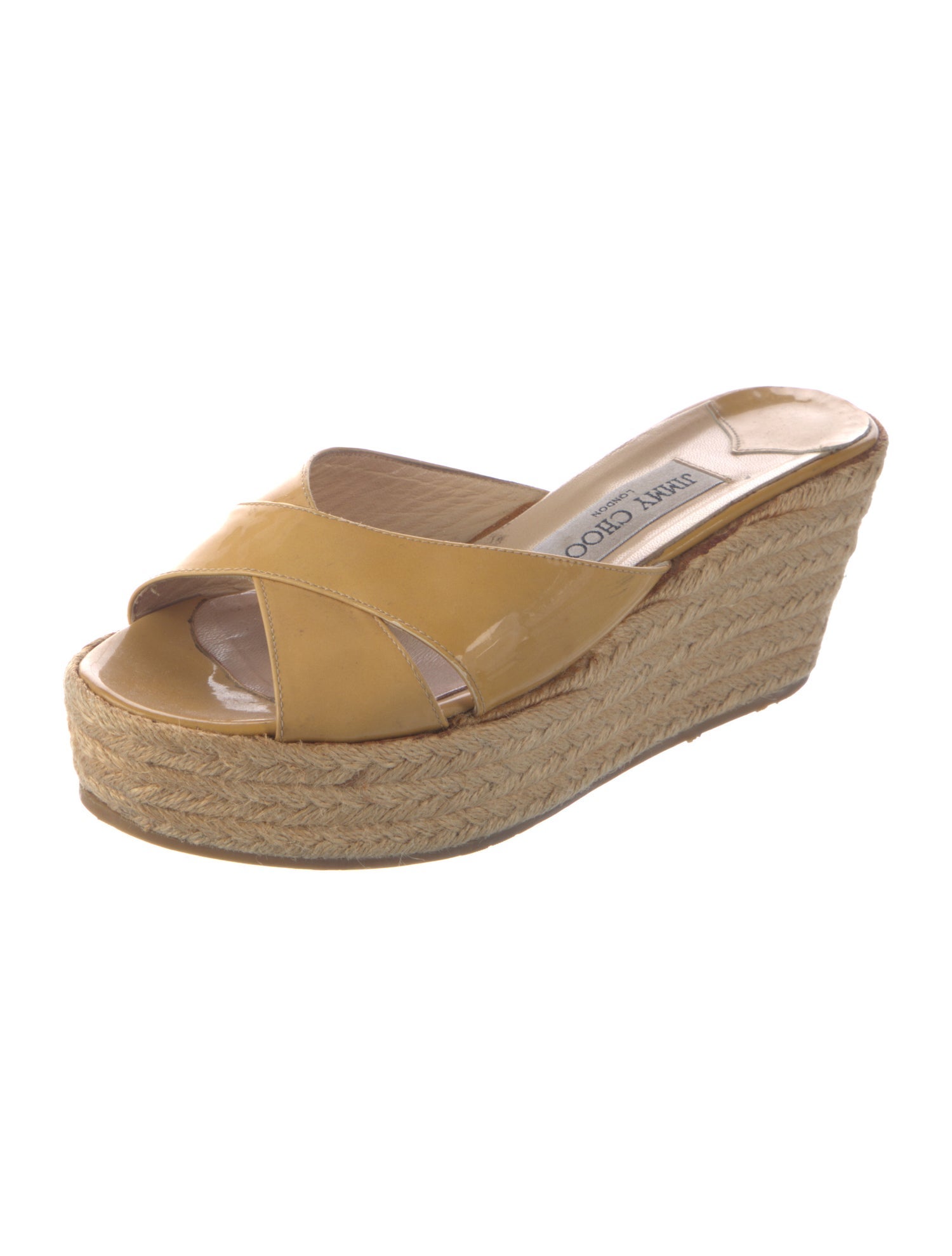 Jimmy Choo Patent Leather Braided Accents Espadrilles