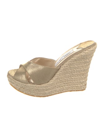 Jimmy Choo Leather Glitter Accents Espadrilles