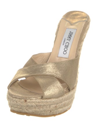 Jimmy Choo Leather Glitter Accents Espadrilles