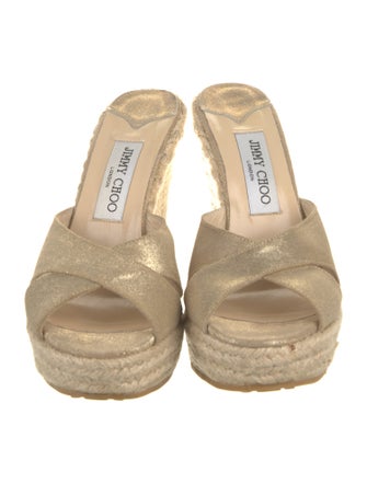 Jimmy Choo Leather Glitter Accents Espadrilles