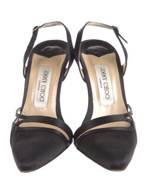 Jimmy Choo Satin Cutout Accent Slingback Pumps