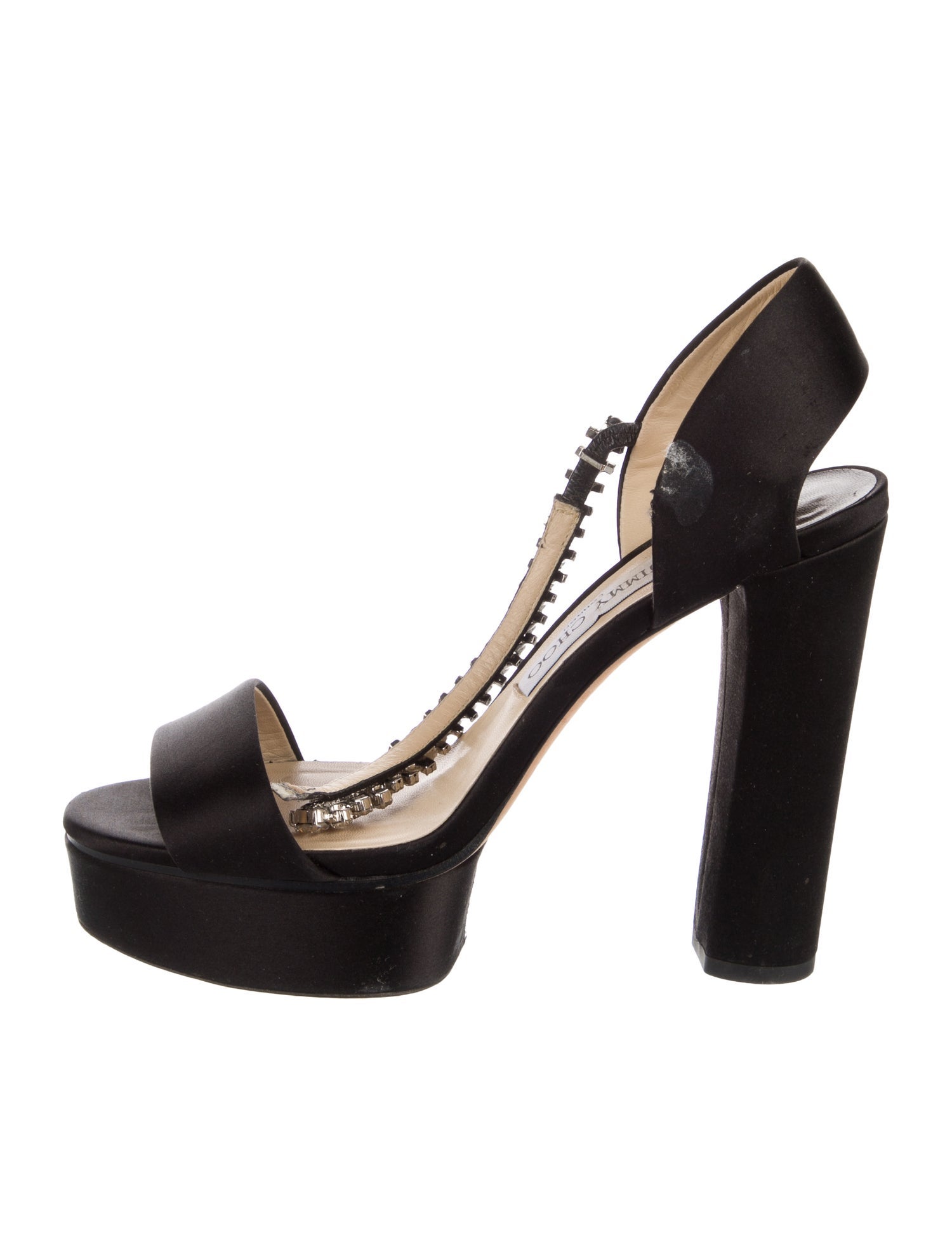 Jimmy Choo Satin Crystal Embellishments Slingback Sandals