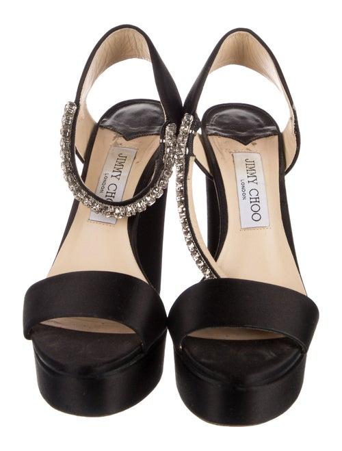 Jimmy Choo Satin Crystal Embellishments Slingback Sandals