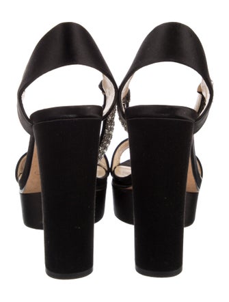 Jimmy Choo Satin Crystal Embellishments Slingback Sandals