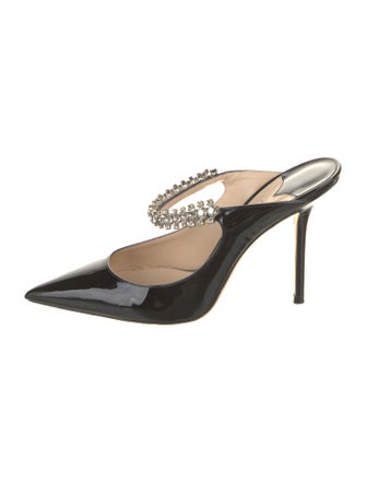 Jimmy Choo Patent Leather Crystal Embellishments Mules